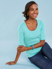 SCOOP NECK CURVED HEM TEE - PIMA SOLID | Talbots on sale