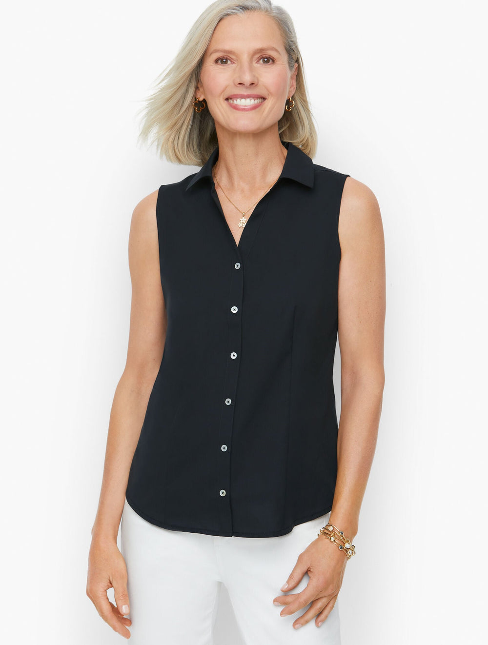 NON-IRON SLEEVELESS PERFECT SHIRT | Talbots for sale