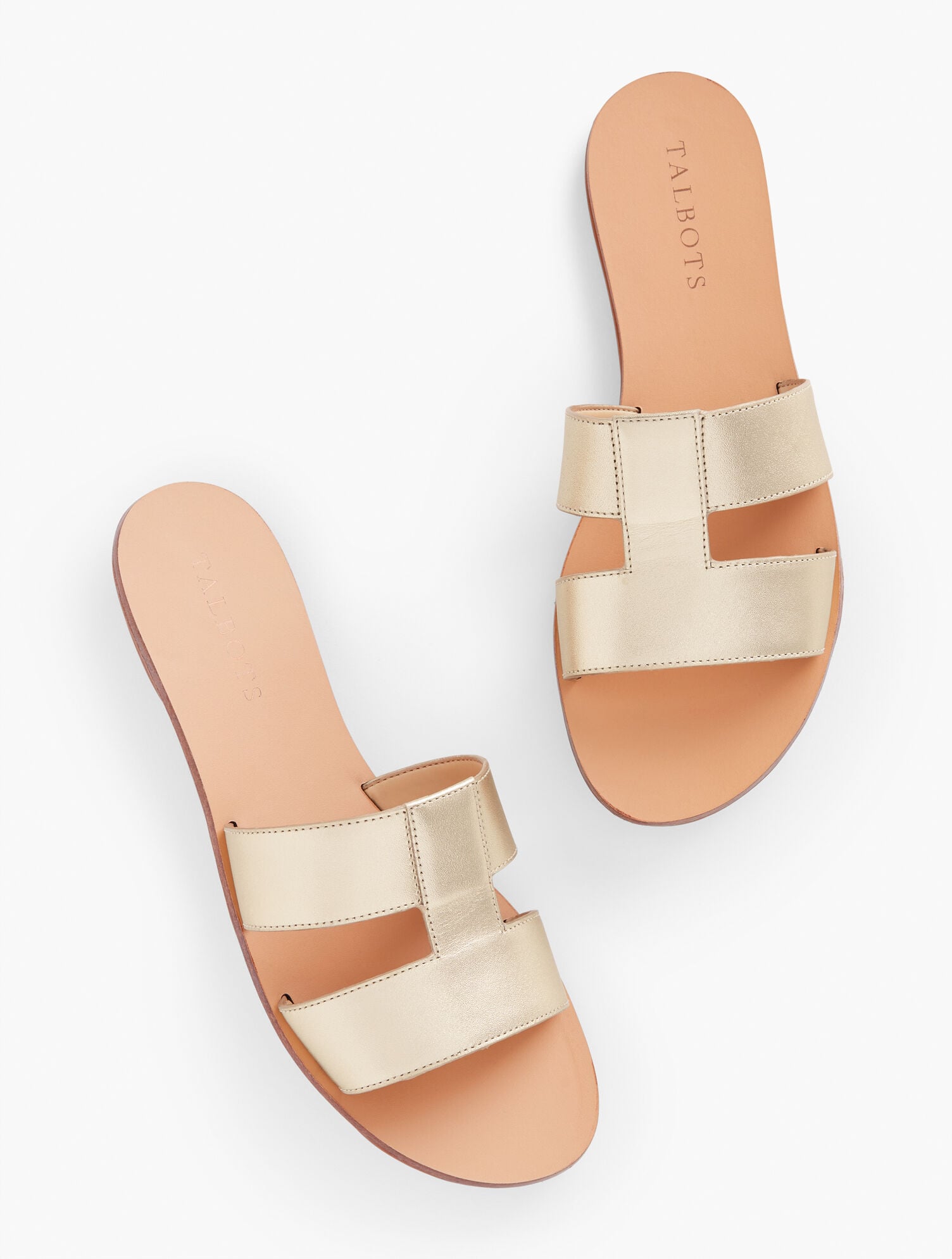 HANNAH METALLIC VACHETTA SLIDES | Talbots online