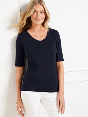 PIMA COTTON V-NECK TEE | Talbots US