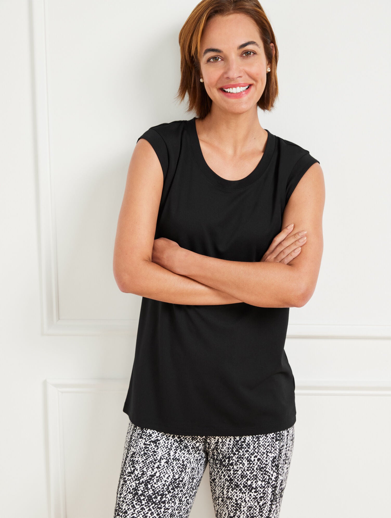 LIGHT PONTE SCOOP NECK TEE | Talbots for sale