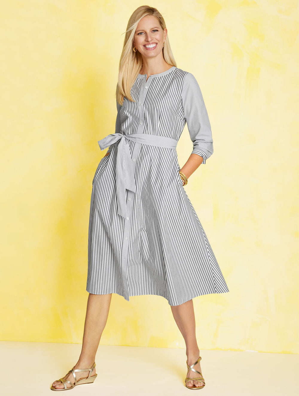BELTED SHIRTDRESS - DAISY STRIPE | Talbots for sale