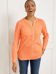 GAUZE BAND COLLAR POPOVER | Talbots outlet