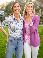 COTTON BUTTON FRONT SHIRT - EXQUISITE BUTTERFLY | Talbots US