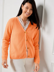 RIBBED V-NECK CARDIGAN | Talbots outlet