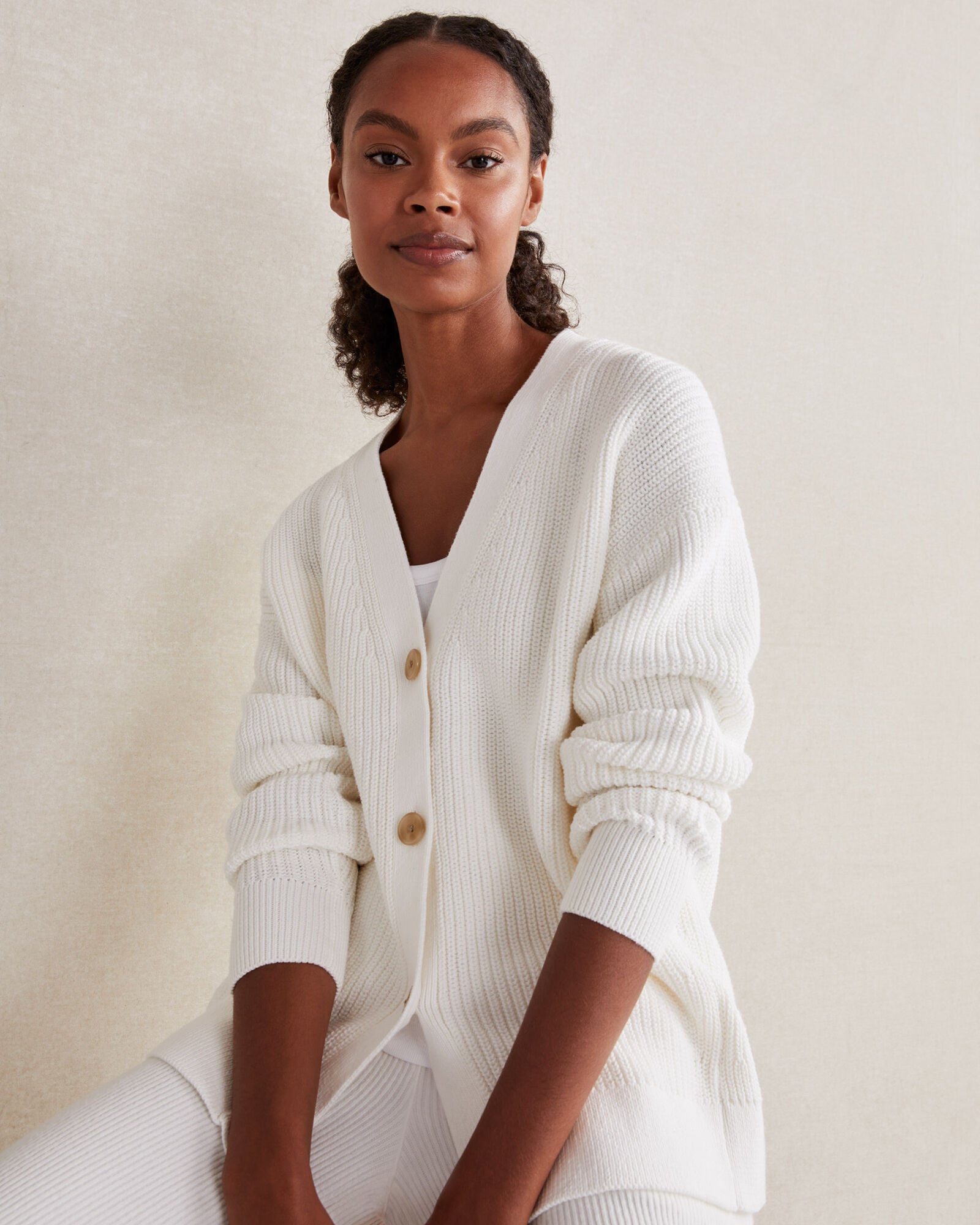 ORGANIC COTTON SHAKER STITCH CARDIGAN | Talbots for sale