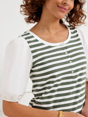 WOVEN SLEEVE HENLEY TEE - BALI STRIPE | Talbots discount