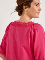 LACE TRIM SQUARE NECK TOP | Talbots outlet