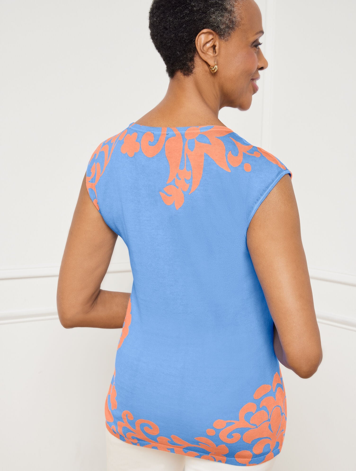 JACOBEAN FLORAL SCOOP NECK PULLOVER | Talbots on sale