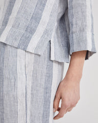 LINEN OMBRÉ STRIPE V-NECK TOP | Talbots discount
