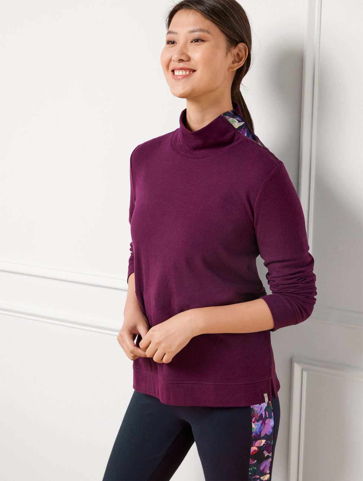 ASYMMETRICAL ZIP MOCKNECK PULLOVER | Talbots online