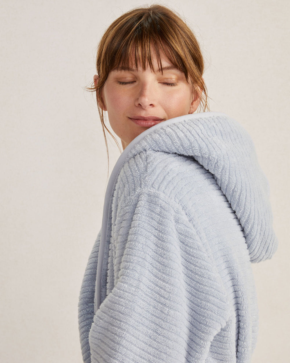 ORGANIC COTTON RIBBED TERRY HOODED ROBE | Talbots sale