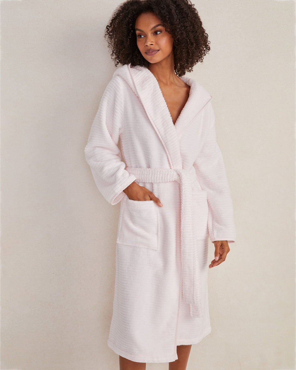 ORGANIC COTTON RIBBED TERRY HOODED ROBE | Talbots sale