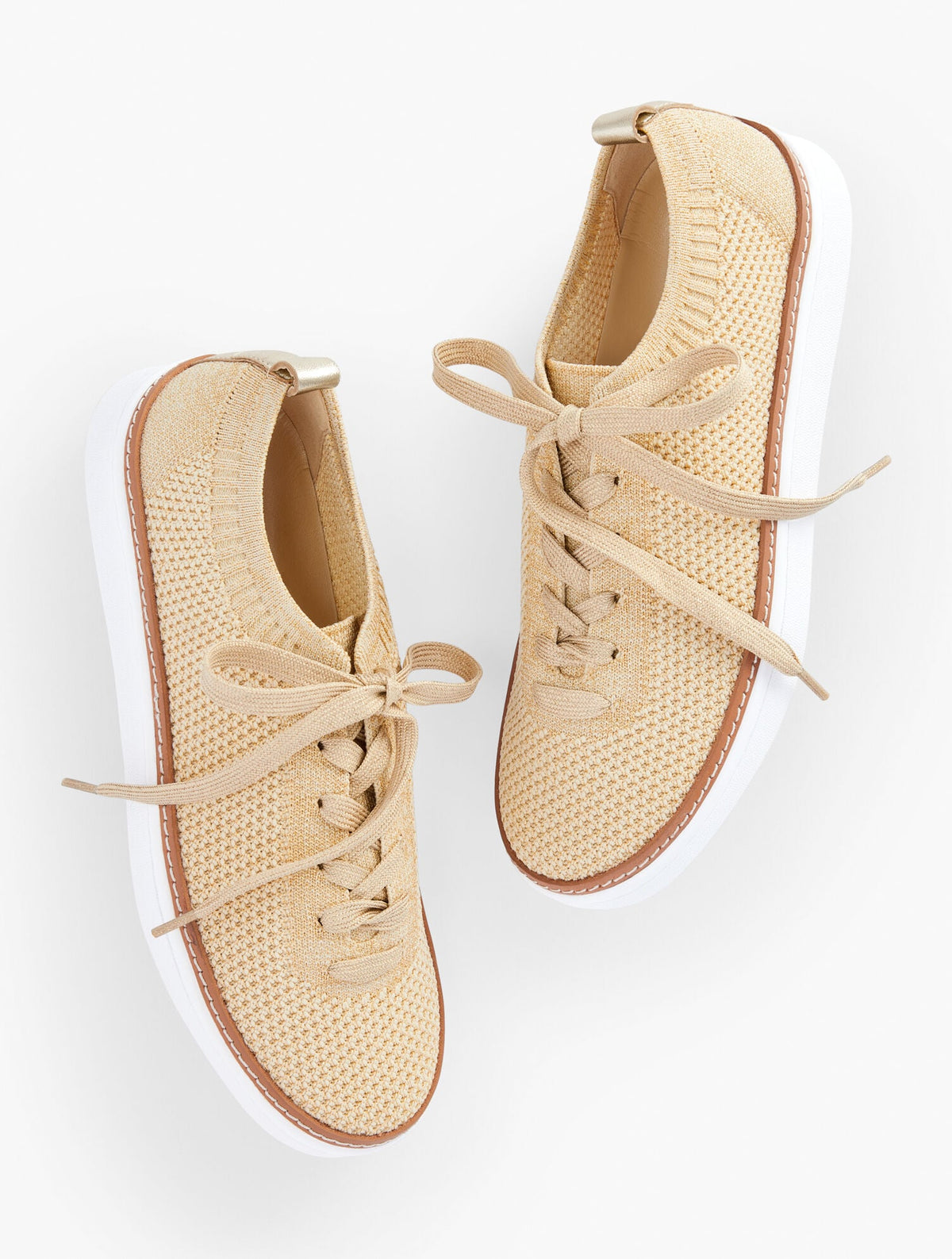 BRITTANY METALLIC KNIT LACE UP SNEAKERS | Talbots US