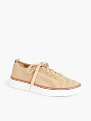 BRITTANY METALLIC KNIT LACE UP SNEAKERS | Talbots US