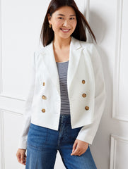 CROPPED LINEN JACKET - WHITE | Talbots sale