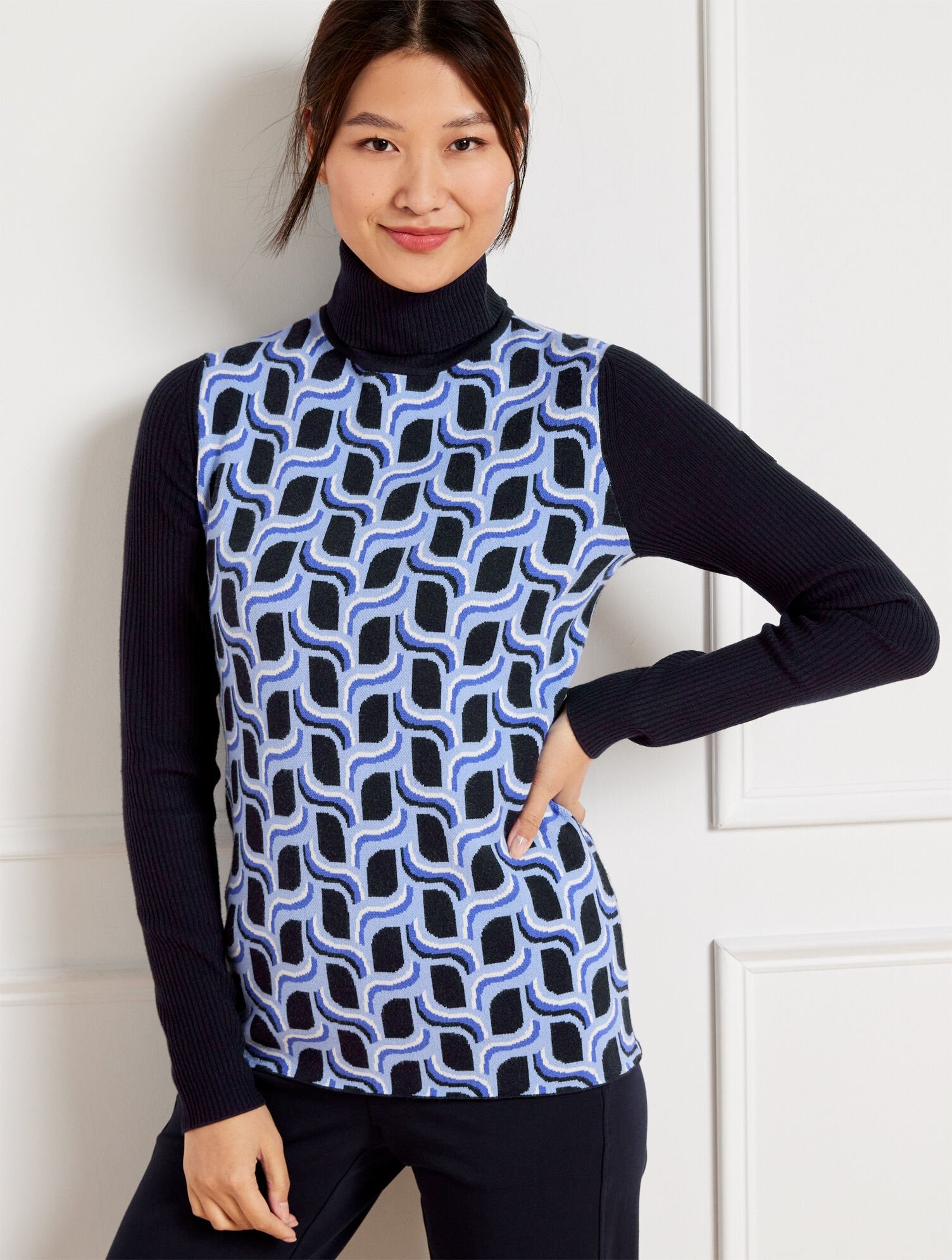 TURTLENECK SWEATER - BIRDS EYE JACQUARD | Talbots US