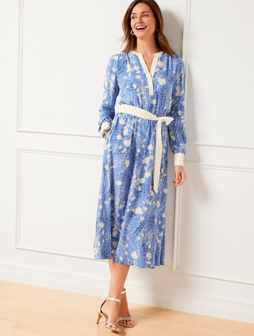 BELTED FIT & FLARE SHIRTDRESS - DANCING FLOWERS | Talbots near me