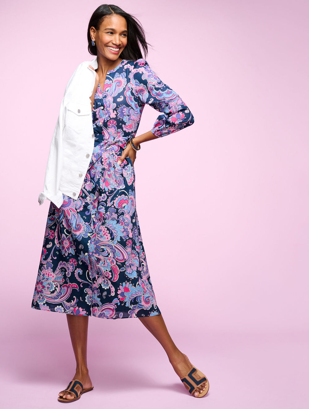 VOILE FIT & FLARE SHIRTDRESS - SWIRL FLORAL | Talbots outlet