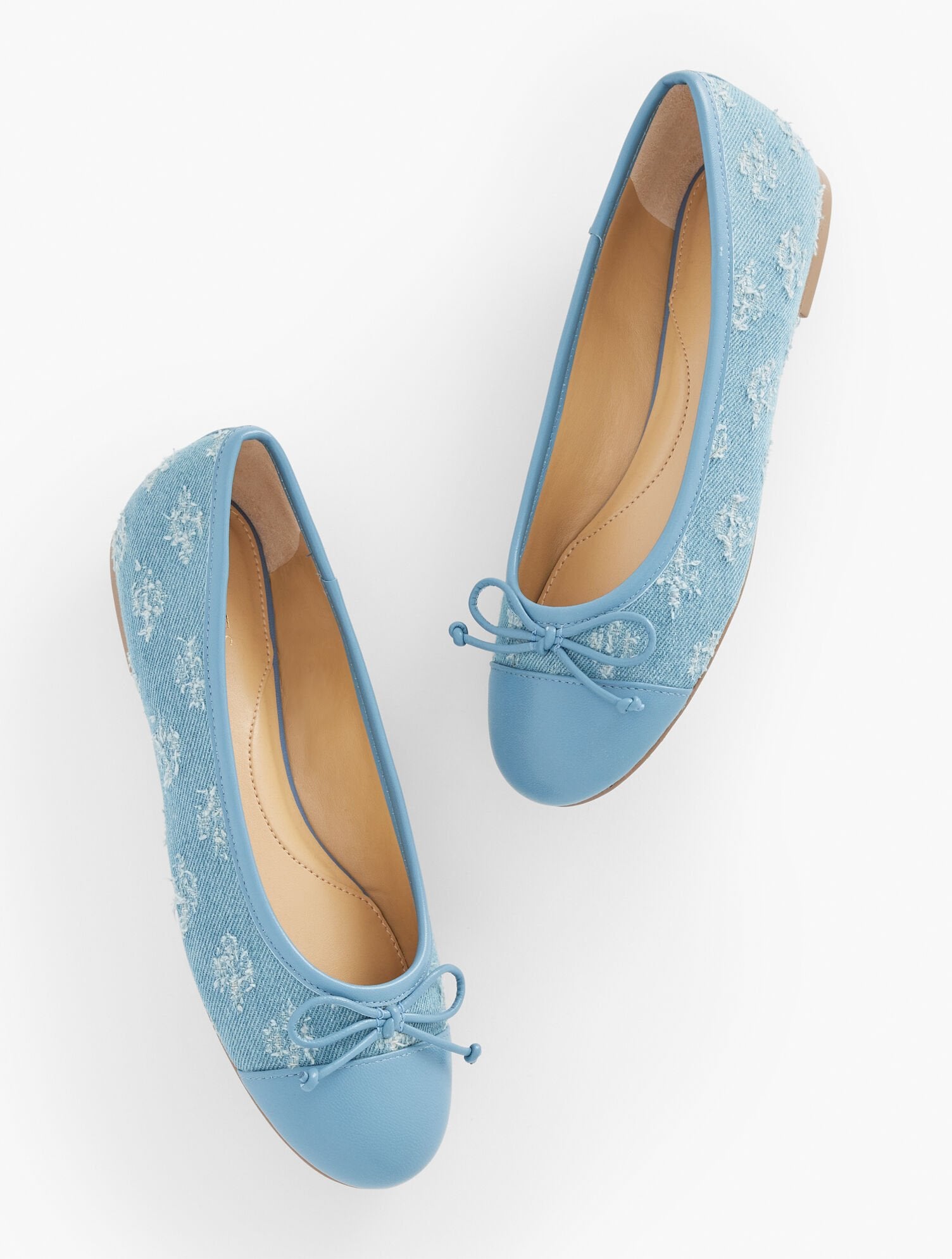 BLAIR CAP TOE BALLET FLATS - FLORAL EMBROIDERED DISTRESSED DENIM | Talbots near me