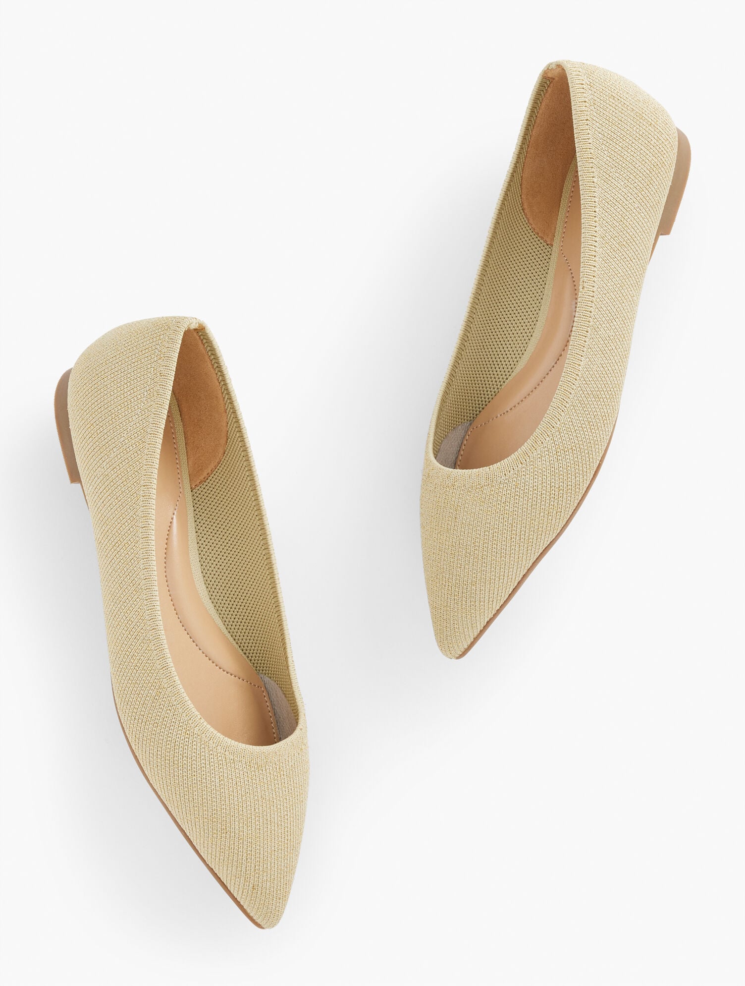 EDWIN METALLIC KNIT POINTED TOE FLATS | Talbots online