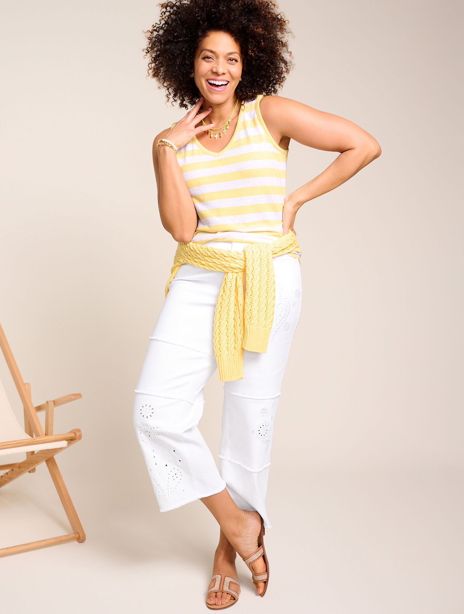 LINEN BLEND V-NECK TANK | Talbots on sale