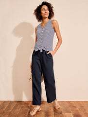 TIE HEM BUTTON FRONT TANK - COASTAL STRIPE | Talbots sale