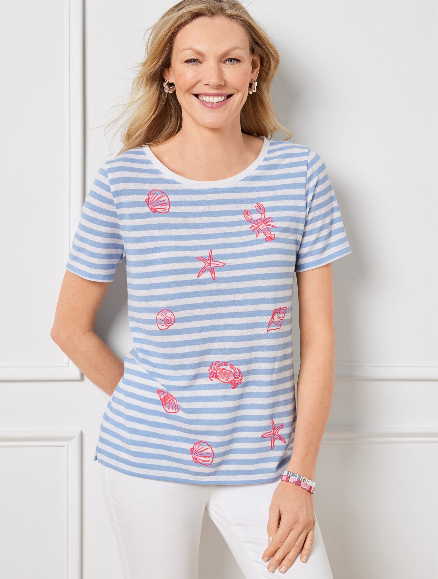 STARS & SHELLS CREWNECK TEE | Talbots sale