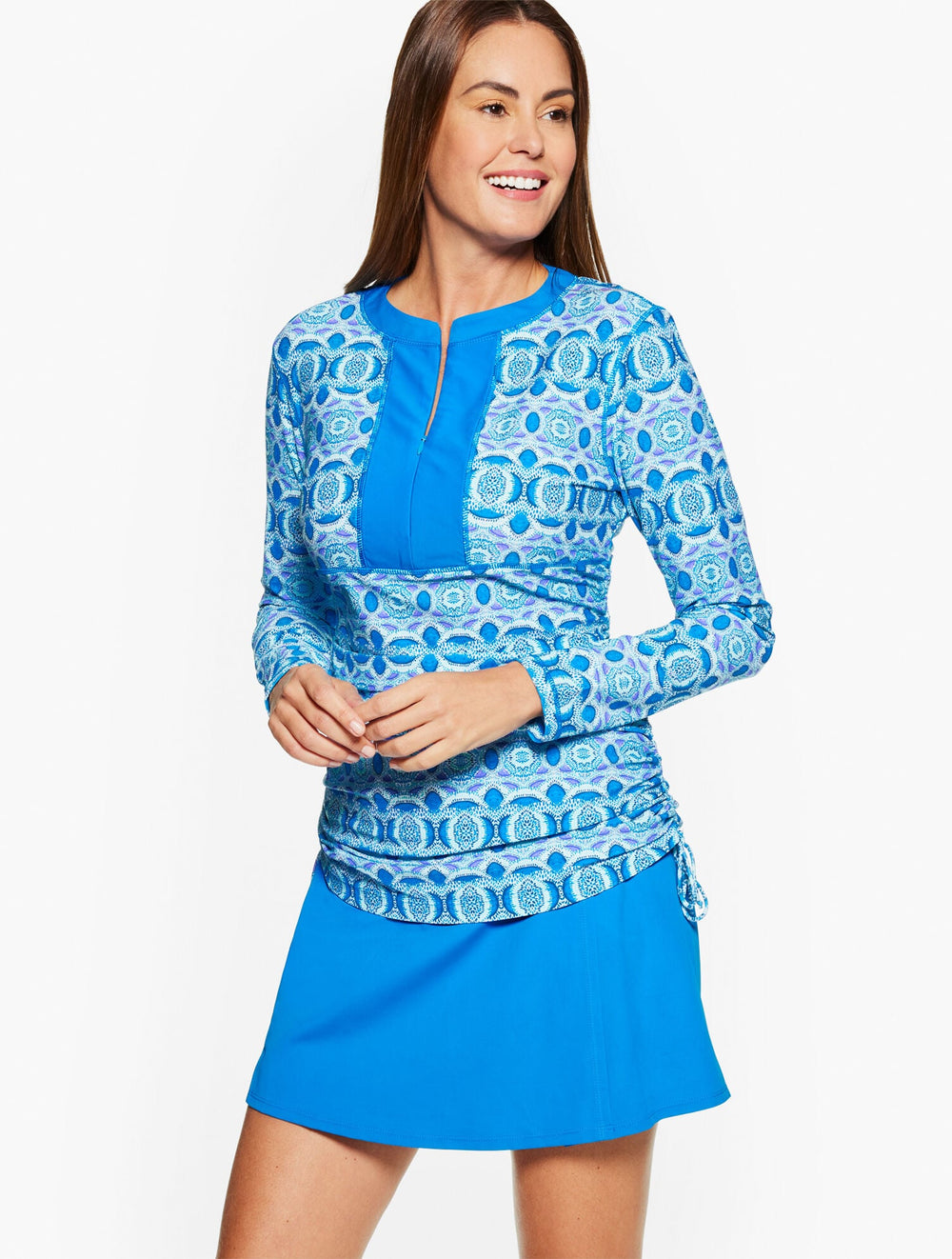 CABANA LIFE® CRYSTAL COVE RUCHED SPORT SHIRT - CRYSTAL GEO | Talbots US