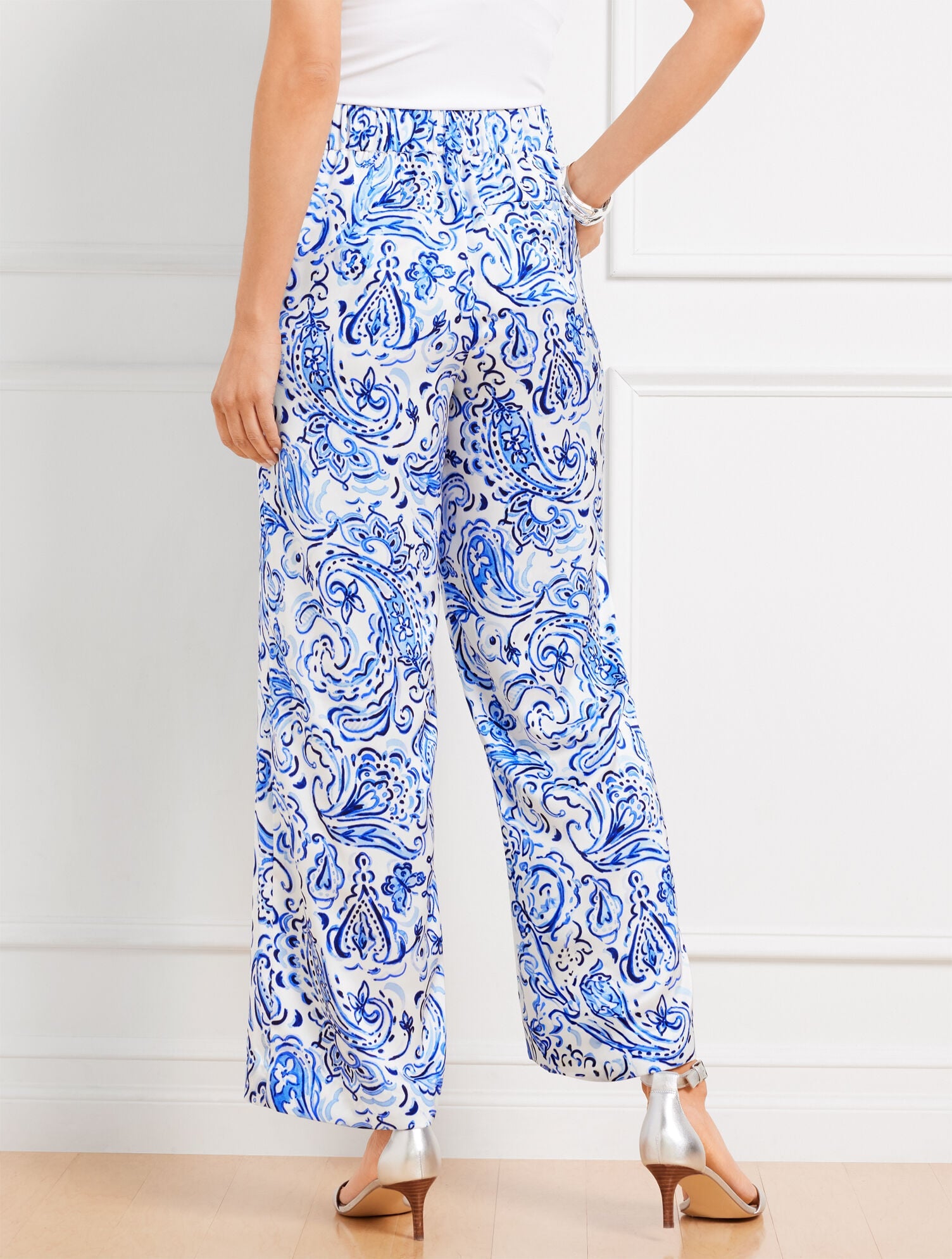 SATIN WIDE LEG PANTS - PAINTED PAISLEY | Talbots US