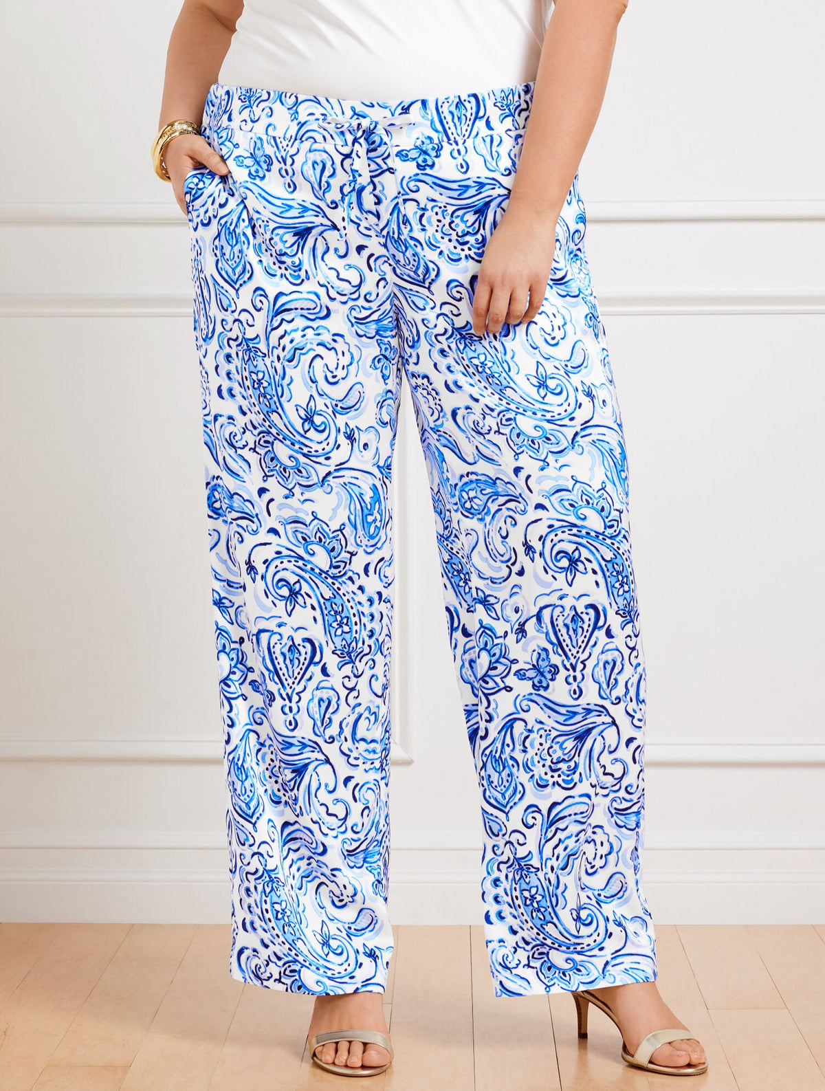SATIN WIDE LEG PANTS - PAINTED PAISLEY | Talbots US