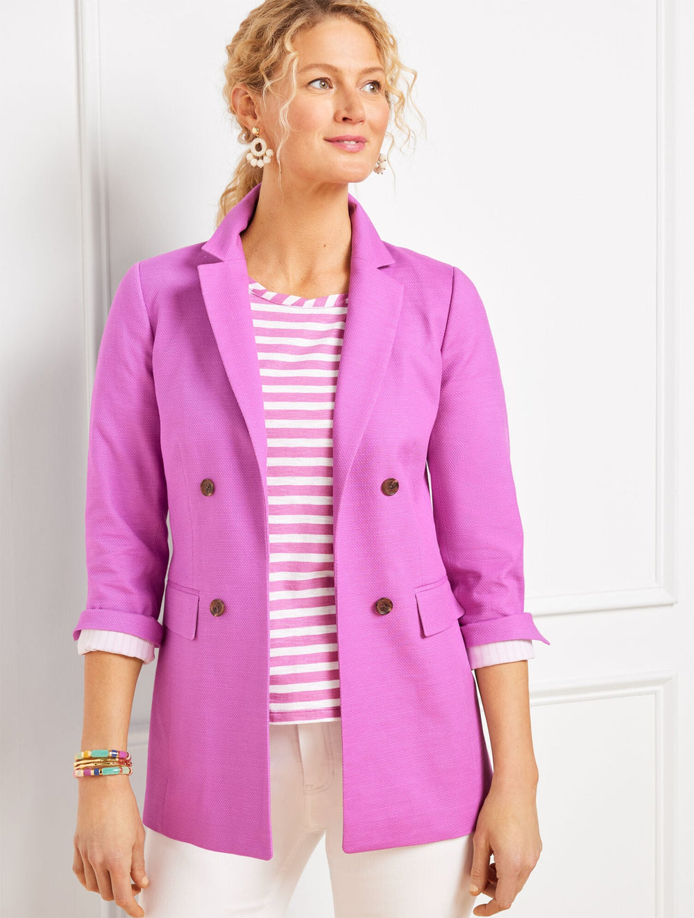 TEXTURED COTTON BLAZER | Talbots on sale