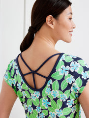 OPEN BACK SHORT SLEEVE DRESS - FLORAL FIELDS | Talbots for sale