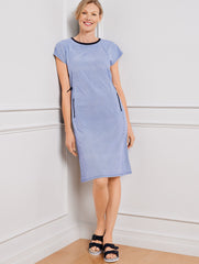 LIGHTWEIGHT WOVEN STRETCH BUNGEE CORD DRESS - SCALLOP | Talbots discount