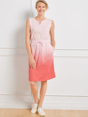 SUPERSOFT SLUB DRAWSTRING WAIST DRESS - DIP DYE | Talbots sale