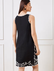 EMBROIDERED LINEN COTTON SHIFT DRESS | Talbots sale