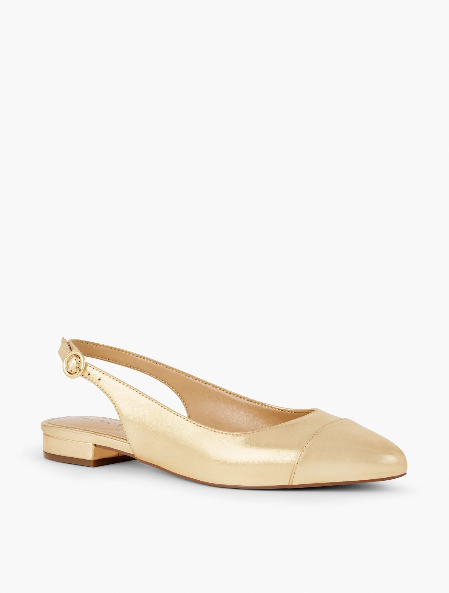EDISON METALLIC LEATHER SLINGBACK FLATS | Talbots sale