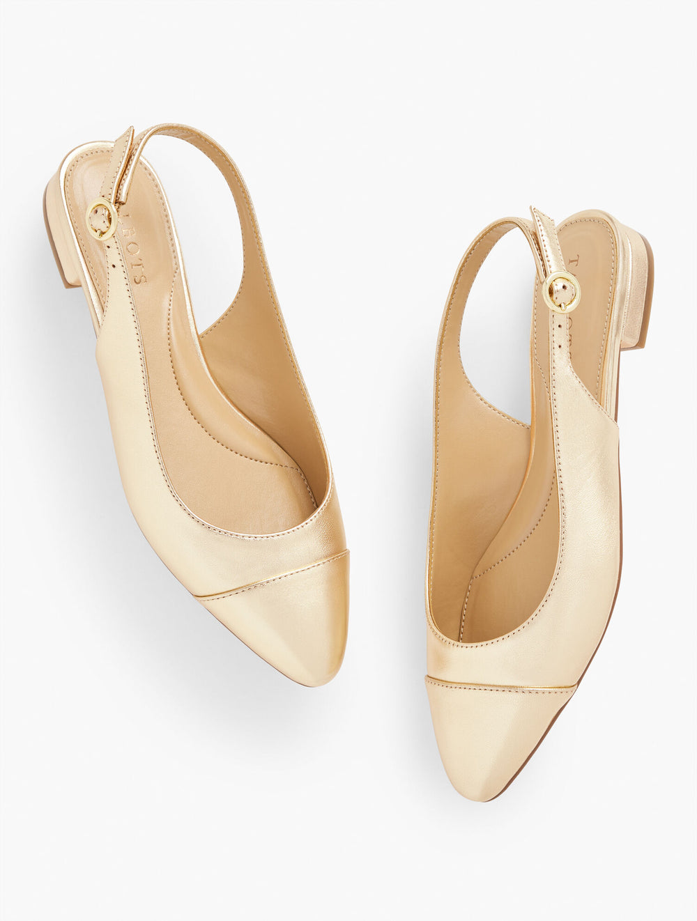 EDISON METALLIC LEATHER SLINGBACK FLATS | Talbots sale