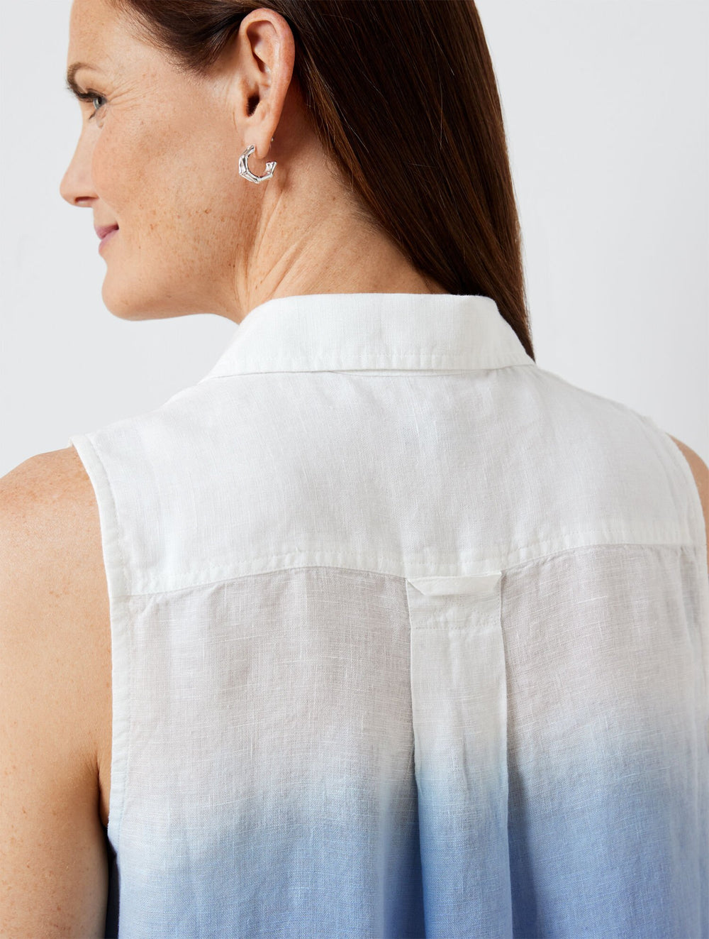 SLEEVELESS SIDE BUTTON LINEN POPOVER - DIP DYE | Talbots for sale