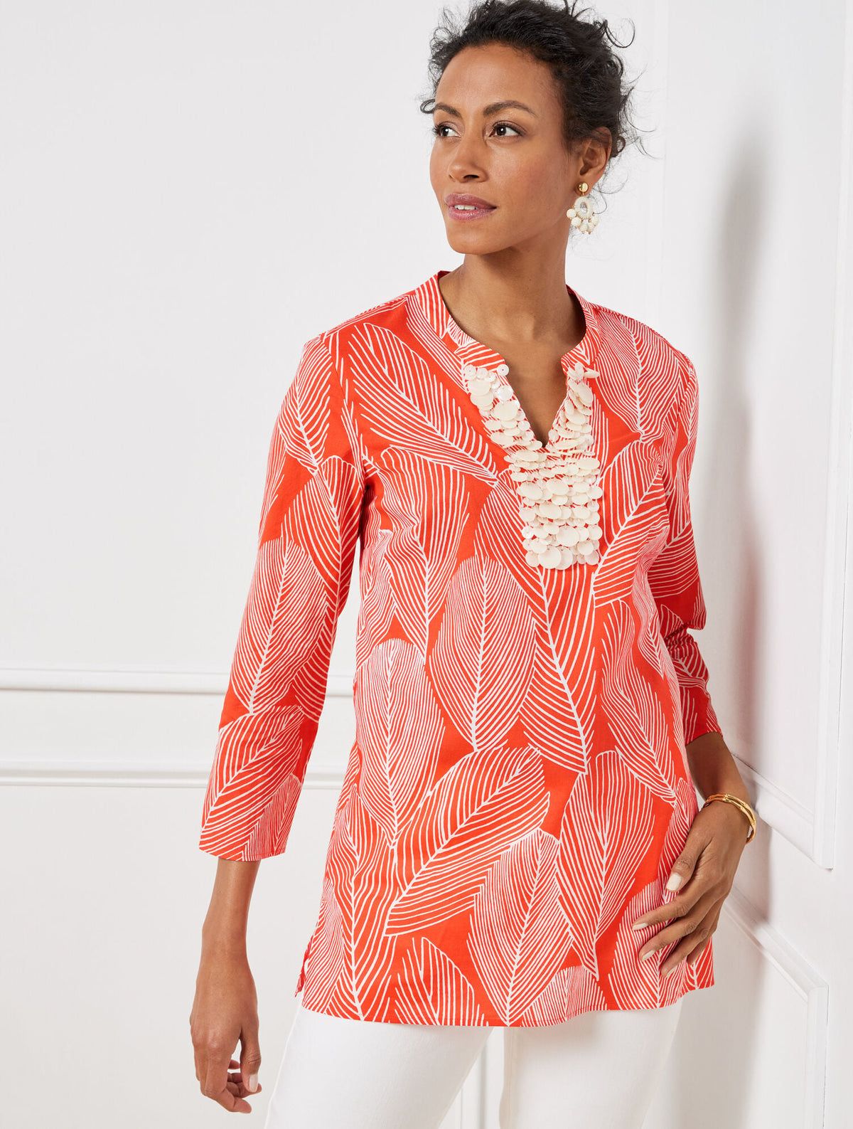 EMBELLISHED PALM TUNIC | Talbots on sale