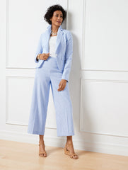 LINEN BLEND WIDE LEG CROP PANTS - SUNSET STRIPE | Talbots on sale