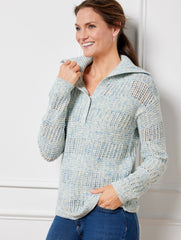 OPEN STITCH SAILOR COLLAR SWEATER - SPRAY TAPE | Talbots for sale
