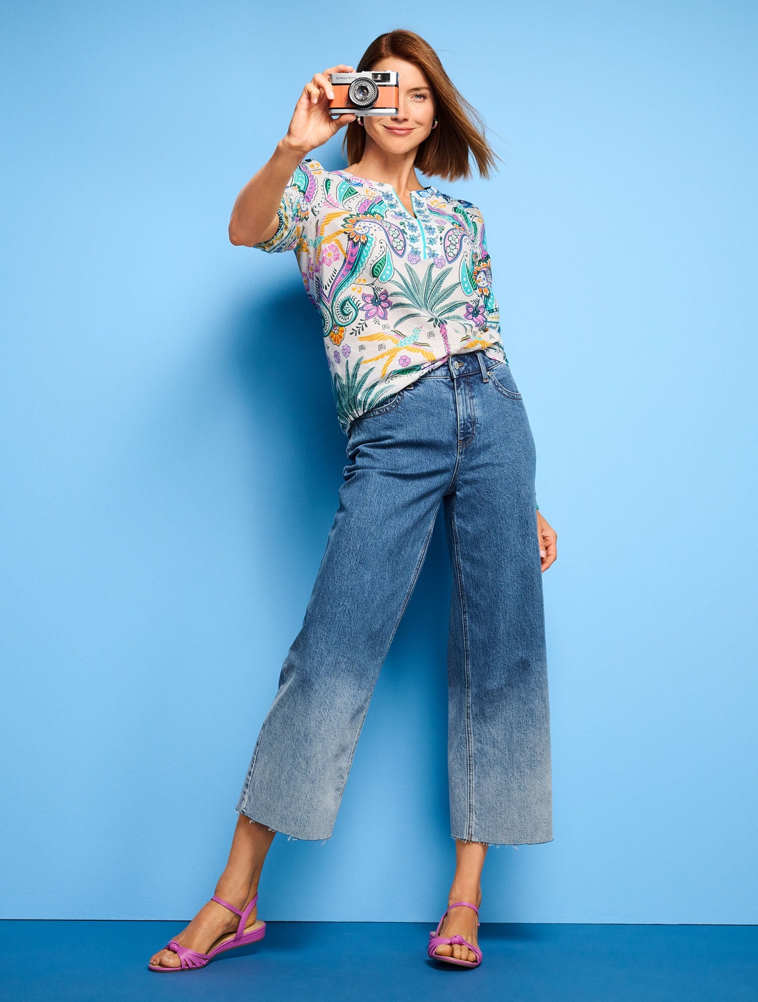 WIDE LEG CROP JEANS - HOFFMAN WASH | Talbots US
