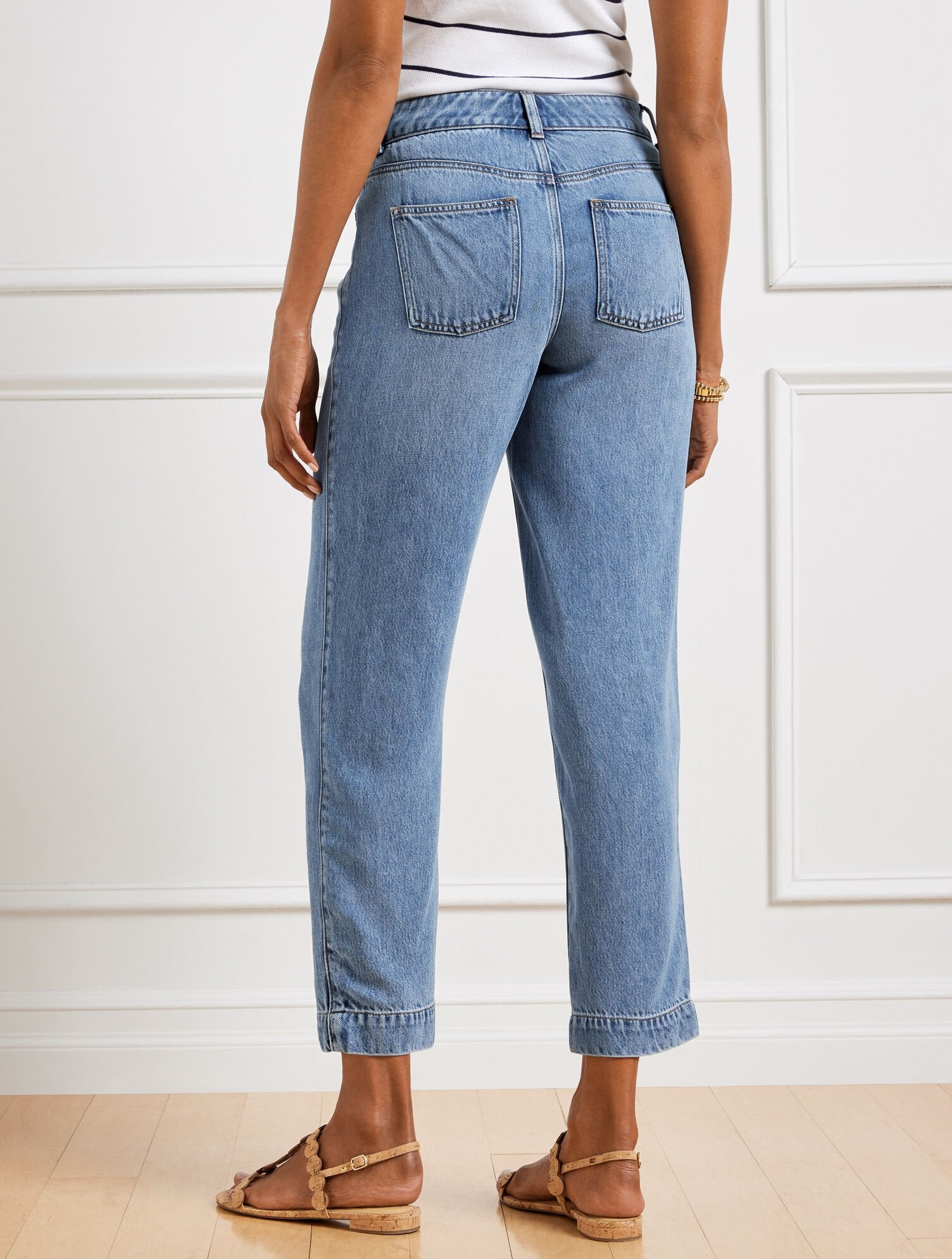 SUMMERWEIGHT DRAWSTRING ANKLE JEANS - WAVERLY WASH | Talbots on sale