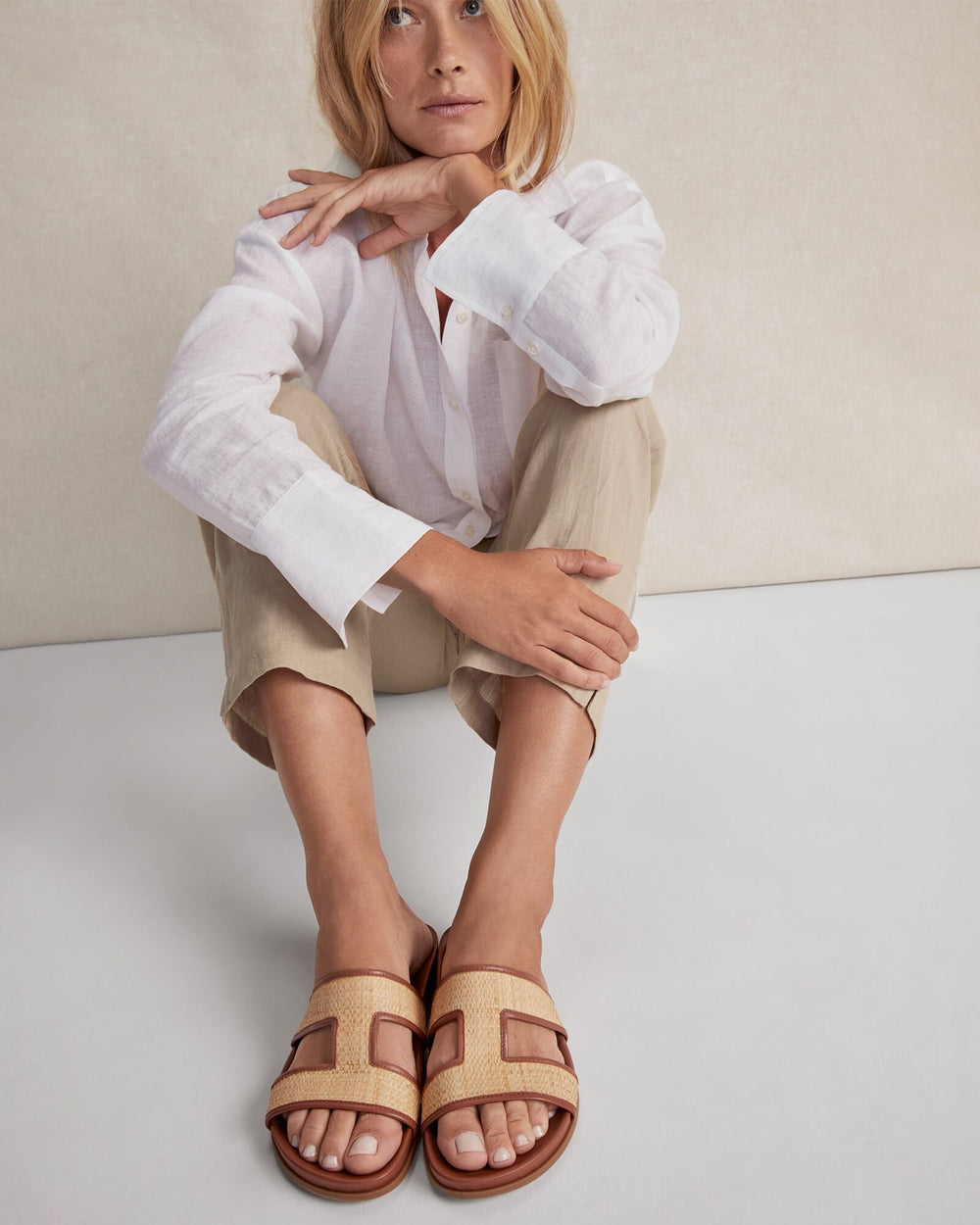 RAFFIA CUTOUT SLIDES | Talbots outlet