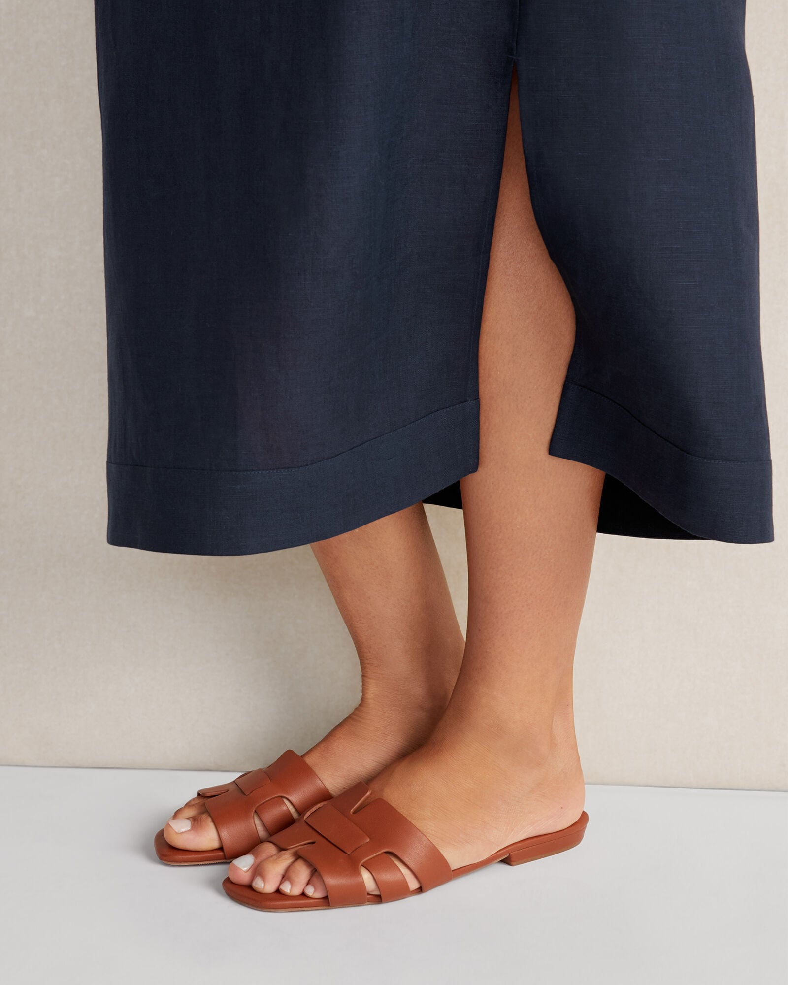 LEATHER THREADED CUT-OUT SLIDES | Talbots sale