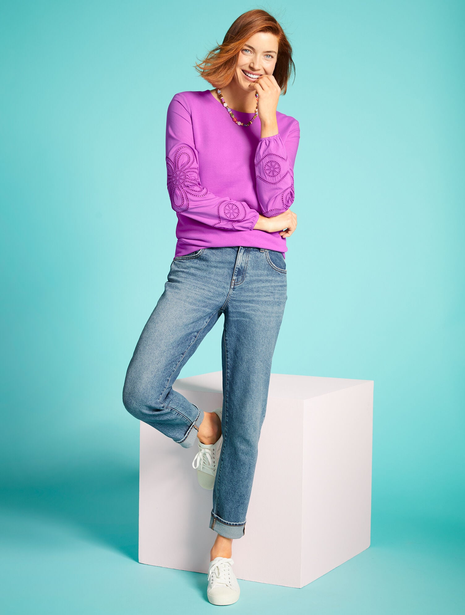 EMBROIDERED CREWNECK SWEATSHIRT | Talbots for sale