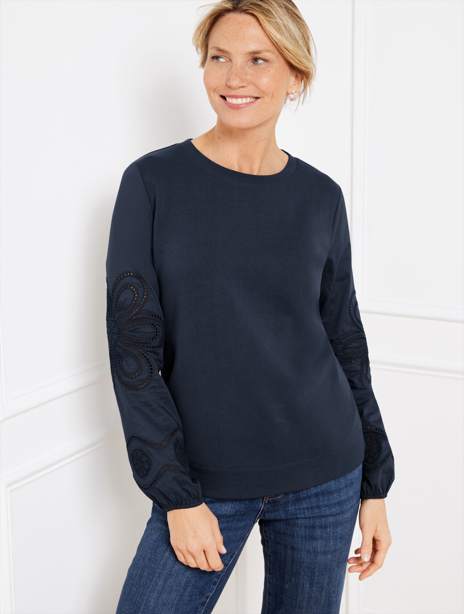 EMBROIDERED CREWNECK SWEATSHIRT | Talbots for sale
