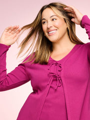 RIBBED TIE FRONT CARDIGAN | Talbots outlet