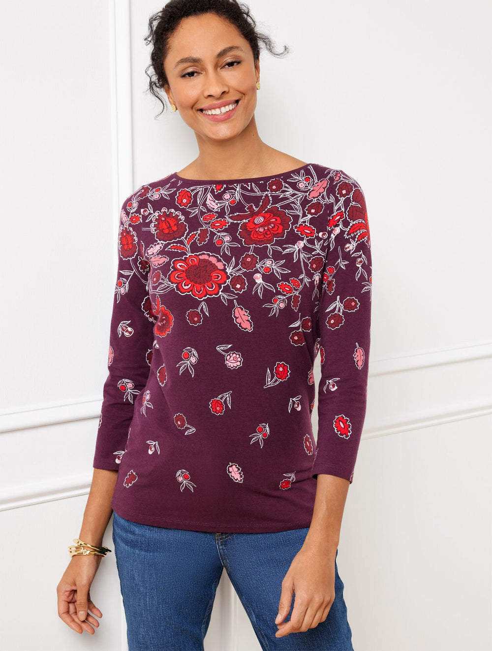 BATEAU NECK TEE - MAJESTIC BLOOMS | Talbots sale